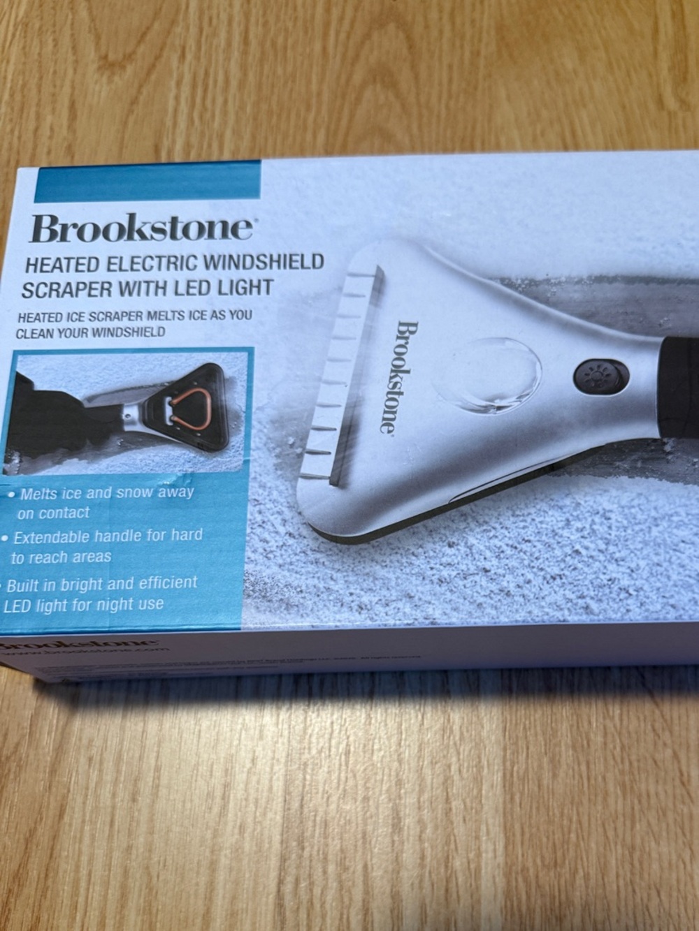 Brookstone Electric Heated Windshield Scraper with LED - Silver and Black